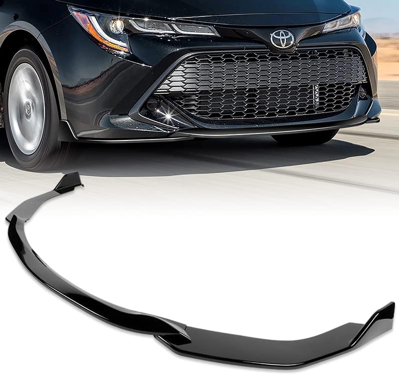 Front Bumper Lip fit for Compatible with 2019-2022 Toyota Corolla Hatchback TS-Style Painted Black Front Bumper Lip