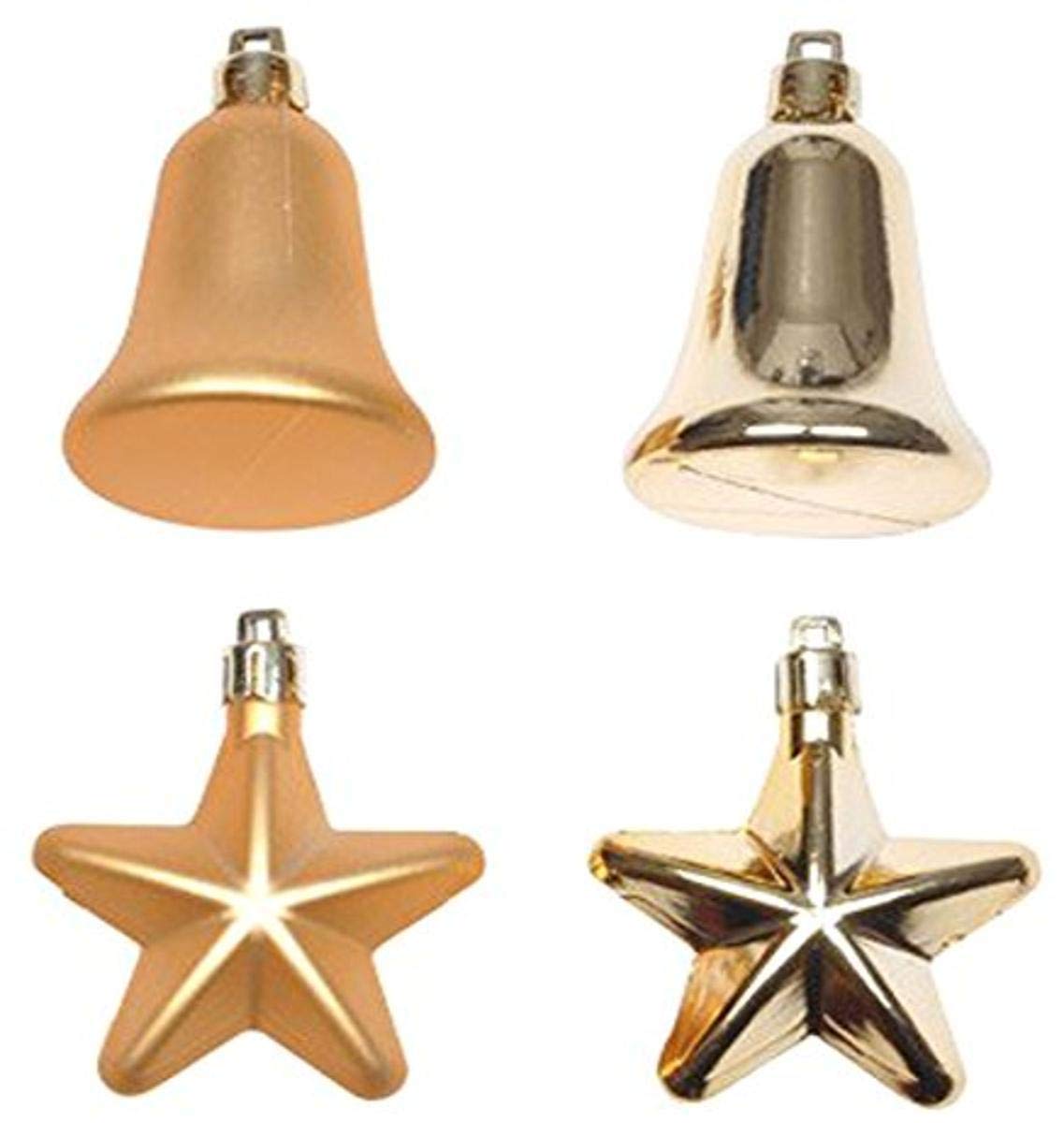 Present Single Set of 8 Hanging Star, Bell 8" gold