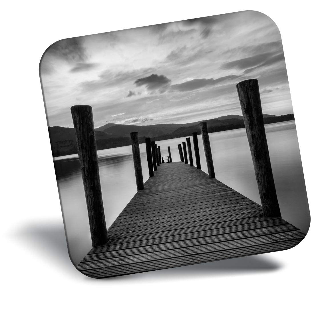 Destination Vinyl ltd Fridge Magnet bw - Derwentwater The Lake District #37274