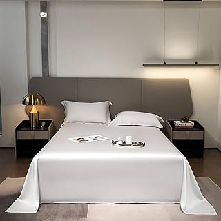 ANAZOZ Sábanas Matrimoniales 160x230cm,Bajera Cama Protector Color Sólido Sábanas de Hotel Gris Blanco