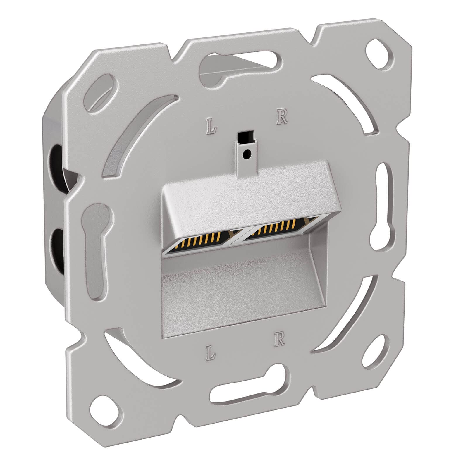 HB-DIGITAL 5 x CAT 6a gniazdo sieciowe RJ45 2-portowe STP ekranowane, kompatybilne ze sztywnymi kablami LAN PoE T568A/B standard stop cynku 10 Gigabit 50 mm x 50 mm - Bez obudowy