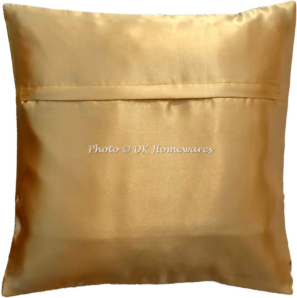 Bohemian Decorative Toss Throw Pillowcases 16 Inch Brocade Jacquard Elephant Indian Square Accent Cushion Covers (Size - 40x40 cm ; Color: Cream & Gold) - Set of 5 Pcs (Cover Only)