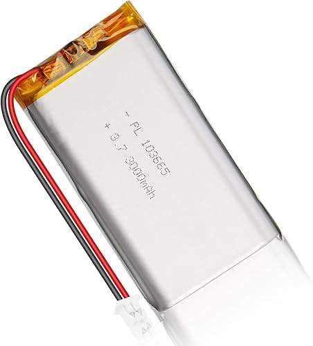103665 3.7V 3000mAh LiPo Batería - Batería recargable de polímero de litio con placa de protección y conector Micro JST 1.25 para dispositivo