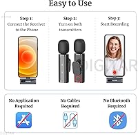 Vista 6 de Micrófono Lavalier inalámbrico para PC/iPhone/Android/iPad, micrófonos de clip para grabación de audio y video, micrófonos de solapa USB Bluetooth
