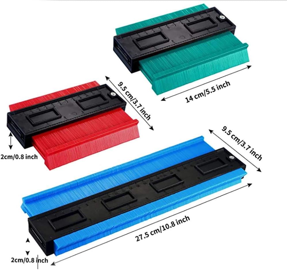3 Pieces Contour Gauge Duplicator Plastic Contour Gauge Profile Multi-functional Shaping Measure Ruler for Precise Measurement Tiling Laminate Wood Marking Tool (5 Inch, 10 Inch, Assorted Color)