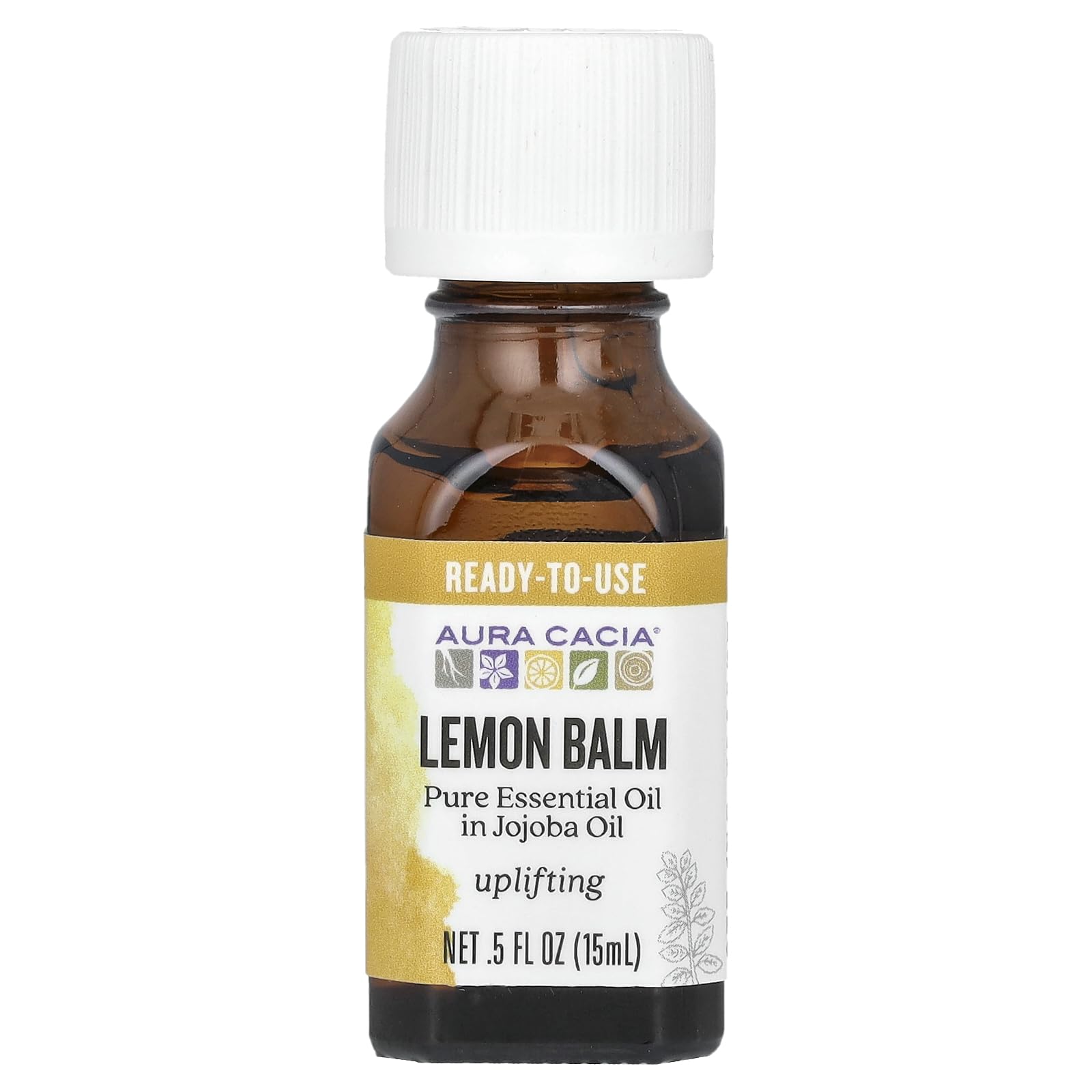 Aura Cacia Lemon Balm Pure Essential Oils in Jojoba Oil - 0.5 Oz