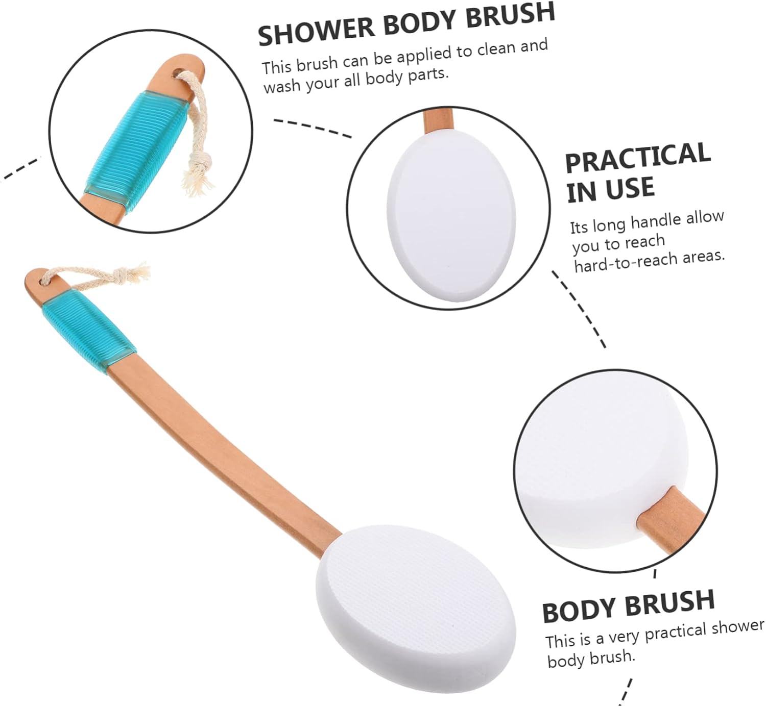 Exfoliating Back Scrubber Brush for Shower Non-Slip Sponge Sunscreen Applicator Suitable for Body Tanning and Wet Dry Brushing