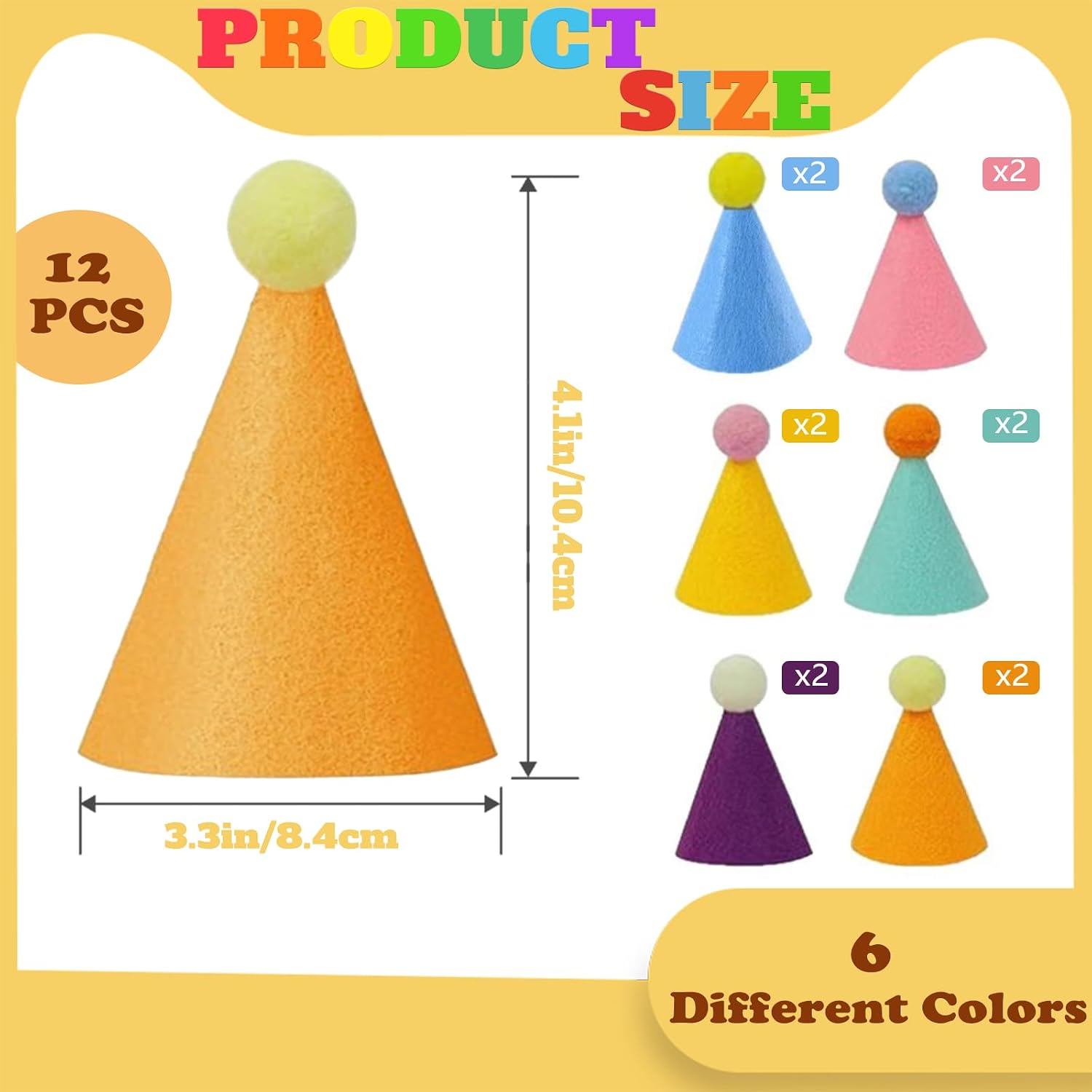 Mini Party Hats for Stuffed Animals, Colorful Mini Felt Cone Hats for Dolls Dogs Cats Rabbits, Birthday Party Hat