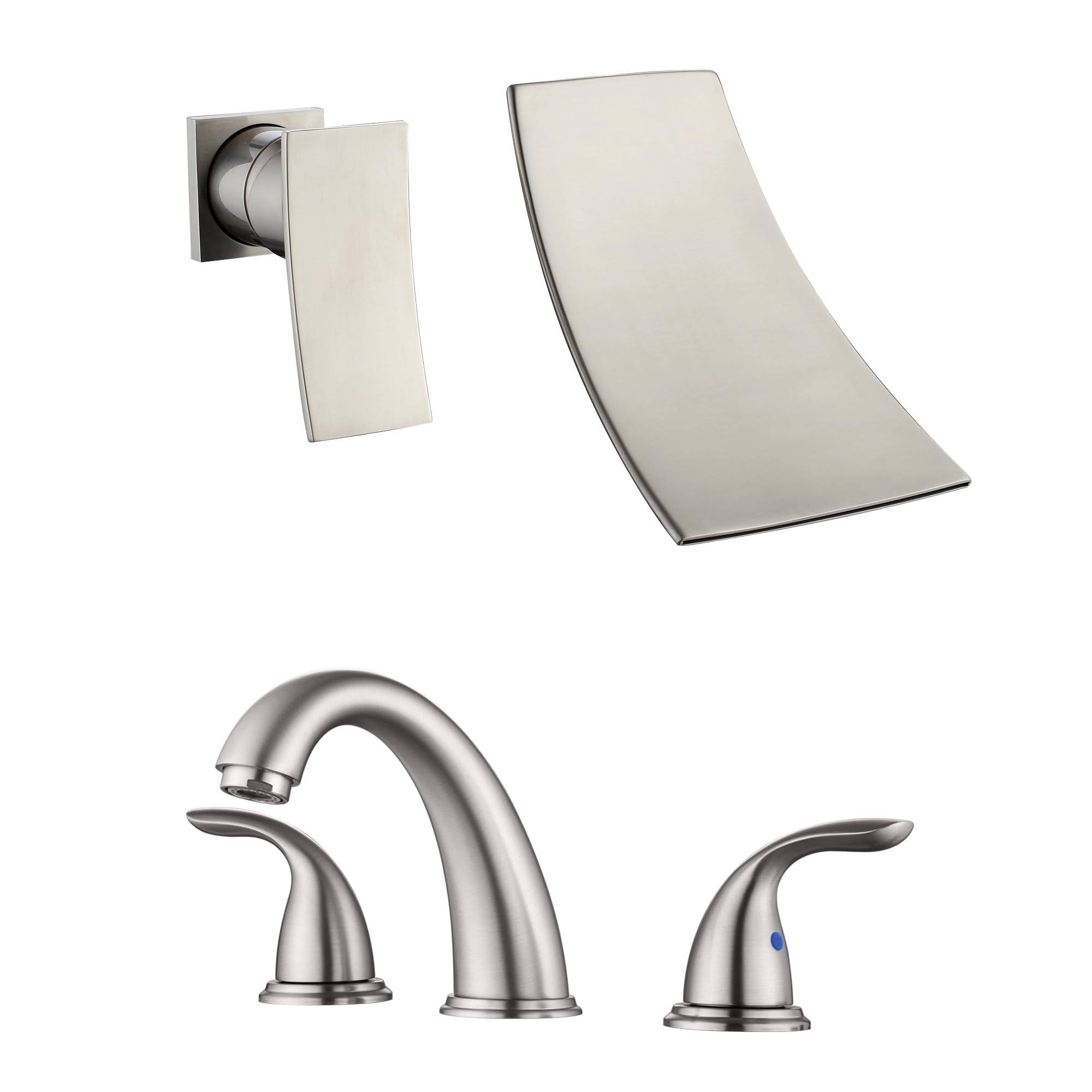 Nfusrxmbk 8 Inch Widespread Bathroom Faucet S1423s-Bn+Left-Handed Wall Mount Tub Faucet S1364nw-Lh