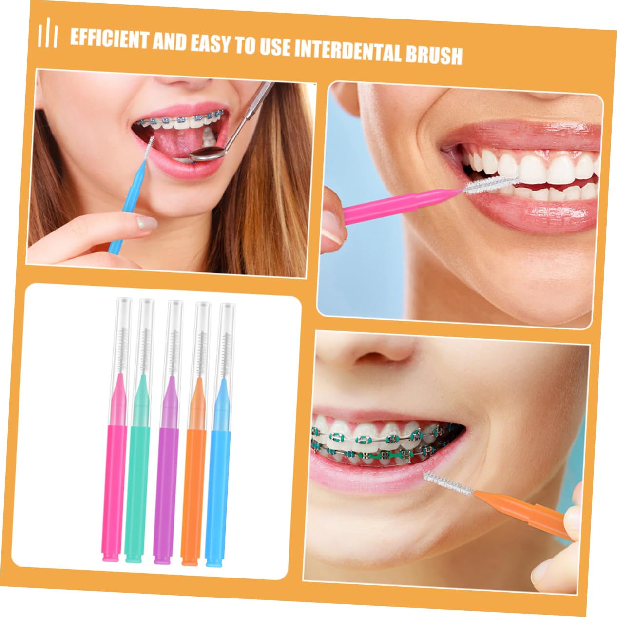 Mobestech 250pezzi Spazzolino Interdentale Per Pulizia Denti Ergonomico Inossidabile Per Pulizia Apparecchio Denti e Spazi Interdentali