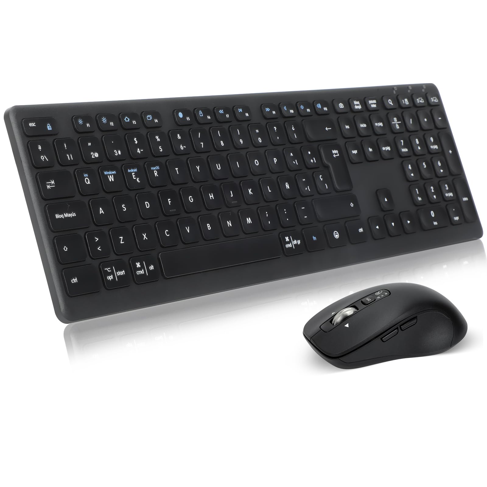 CITLLA Combo Tastiera E Mouse Wireless M9300 – USB Ricevitore 2-in-1 E 2 Canali Bluetooth, Silenziosa E Multi-dispositivo