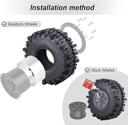 Miniatura 2 de HobbyPark RC 1.9 - Neumáticos de 4.7 pulgadas, 4.724 in de altura para RC4WD Axial SCX10 TRX4 Redcat Gen 8 1/10 RC Crawler buen agarre con espuma