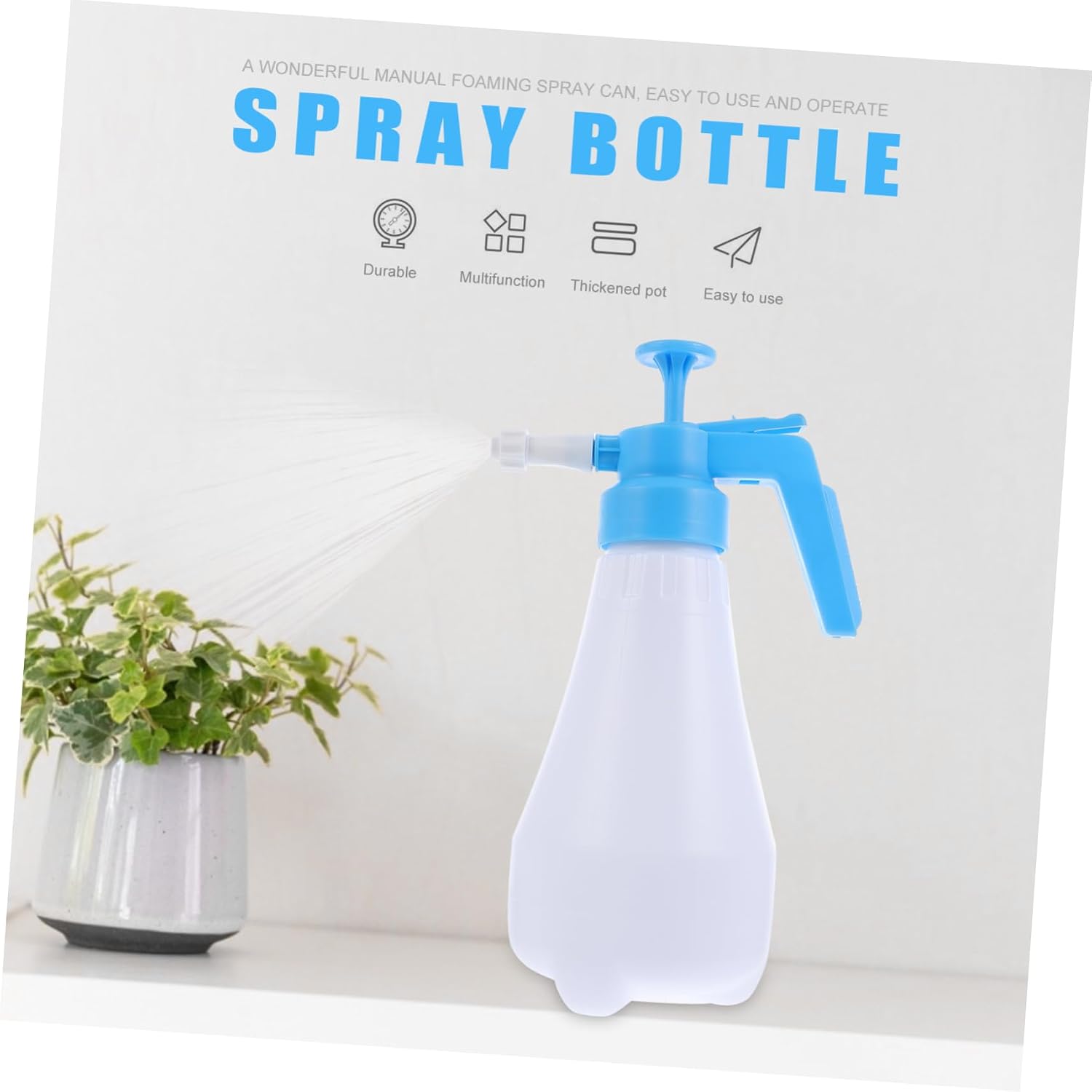 Outanaya 1Pc Sprayer Tool Manual Household Foams for Car Washing Refillable and Durable Cleaning Portable Pressure Sprayer for Water and Laundry