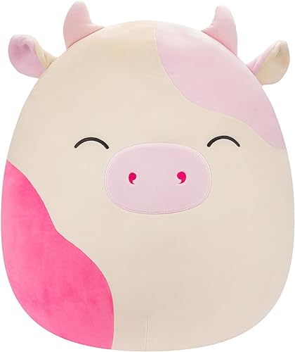 Miniatura 1 de Squishmallows Original Caedyn - Vaca crema de 20 pulgadas con manchas rosadas, peluche oficial de Jazwares Jumbo