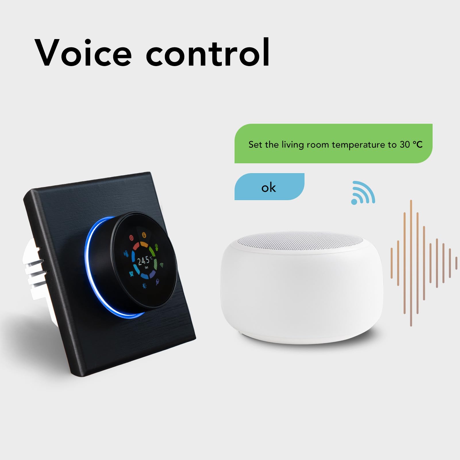 Cocoarm Termostato Inteligente WiFi para Calefacción por Suelo Radiante, PC ABS Termostato Eléctrico para Calefacción por Suelo Radiante CA 95 a 240 V, Perilla de Control de Aplicación Temporización