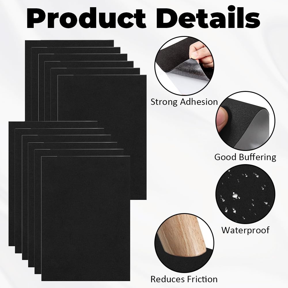 Mousse EVA Autocollante Lot 12 Plaques Mousse EVA 1mm - 21x30cm Autocollantes Noir - Antidérapant Meubles DIY Mousse Rembourrage