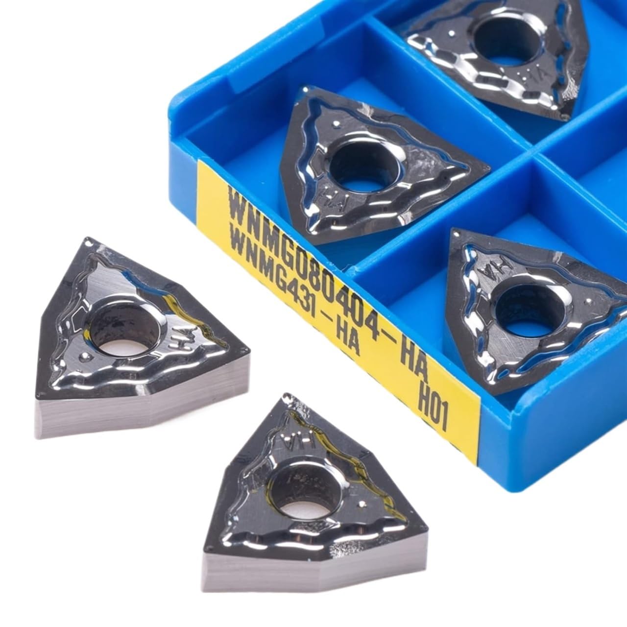 Herramientas de torneado, Insertos de cortadores 10 Uds 080402 080404 080408 HA H01 insertos de carburo 080402/080404 herramienta de torno de torneado externo for aluminio(WNMG080402 HA H01)