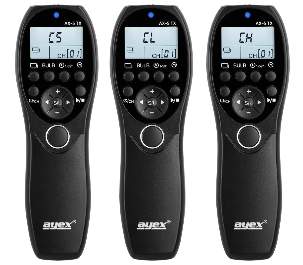 ayex AX-5 scatto remoto wireless con timer - compatibile con Canon (E3) EOS R, RP, 80D, 1500D, 1300D, 1200D, 1100D, 760D, 750D, 650D, M6 ecc.
