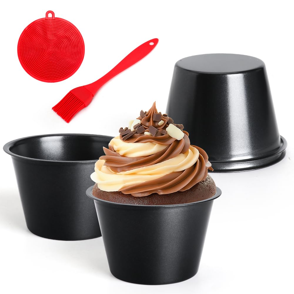 Quyimy Carbon Steel Pudding Moulds, 4 Pack Dariole Moulds Muffin Tin