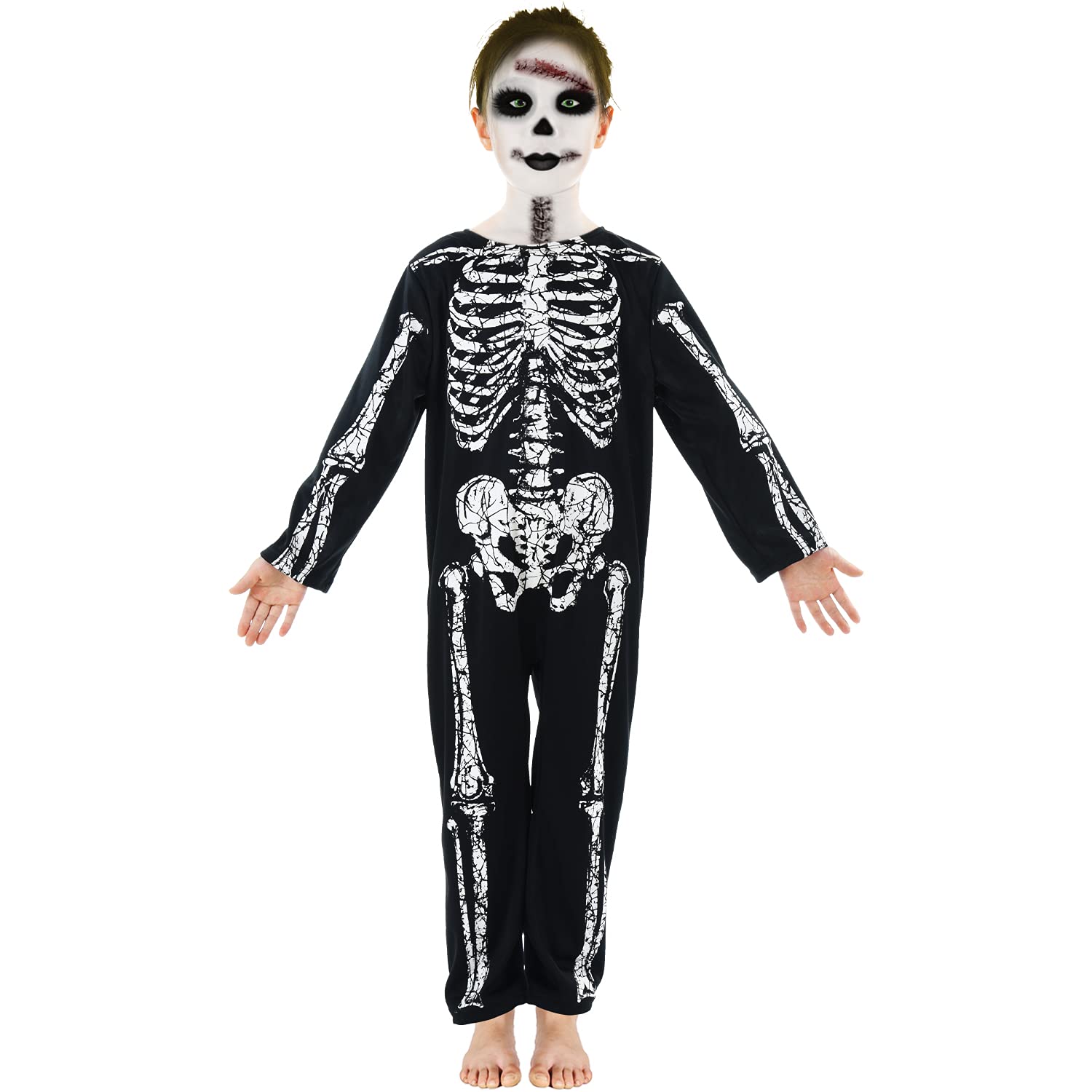 SuppromoKids Skeleton Costume Glow in The Dark Skeleton Halloween Costume for Toddler Dress Up