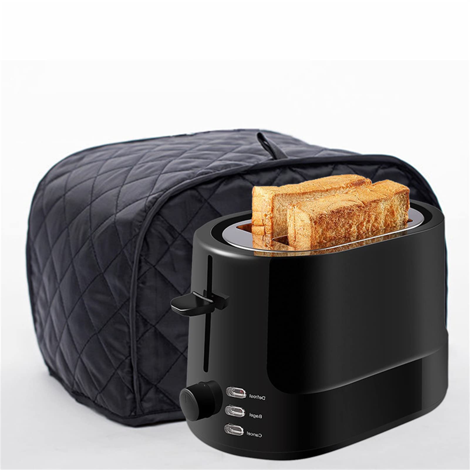 Jiazhenhan Toaster Dust Cover | Bread Maker Machine Protective Cover Dust Proof Bag | Small Appliance Dust Cover Bag (Black, S:2 Slice Toaster Cover)