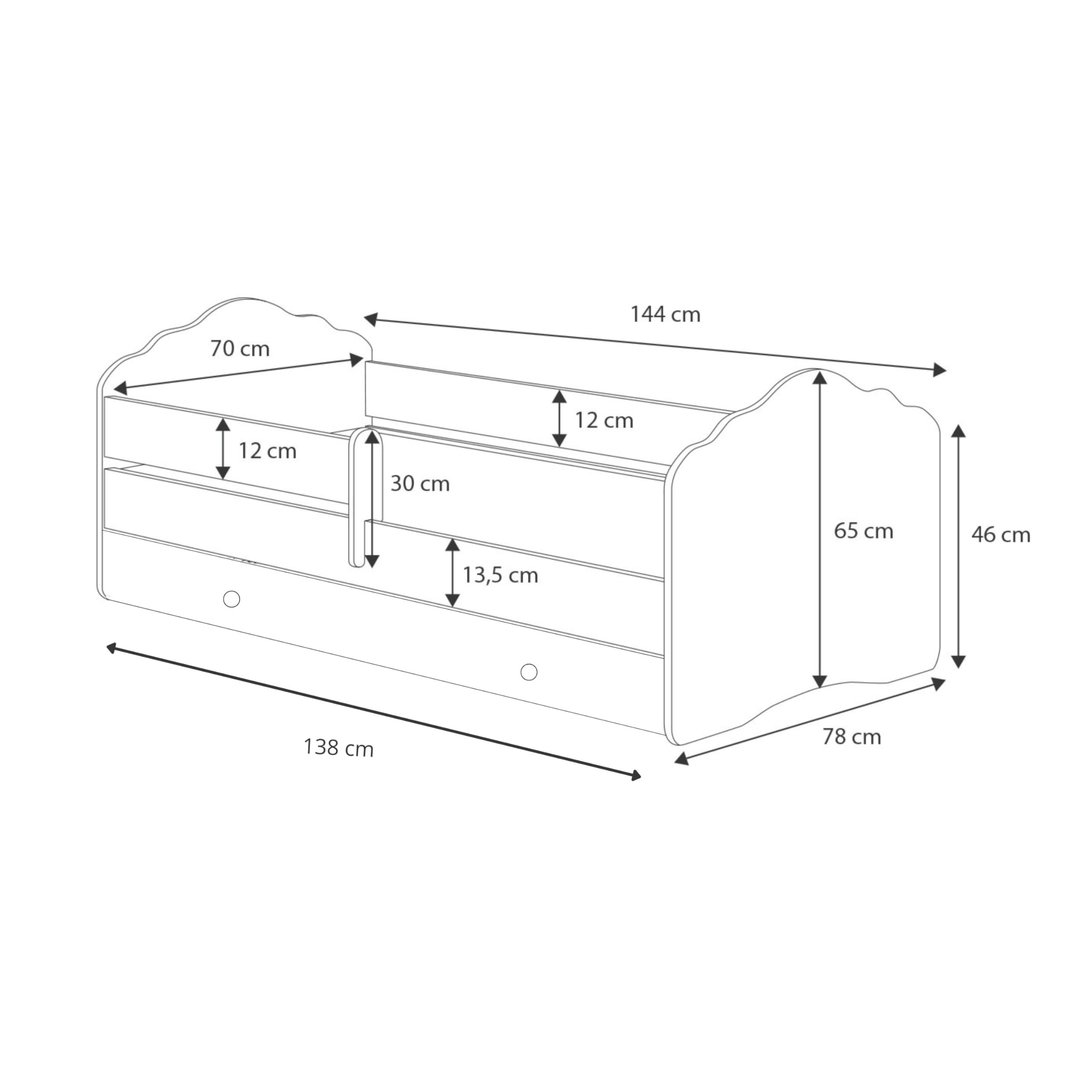 KOBI Kinderbed Kat - Wit met Lade-opslag 140x70 cm - Ruimte Kasteel.nl