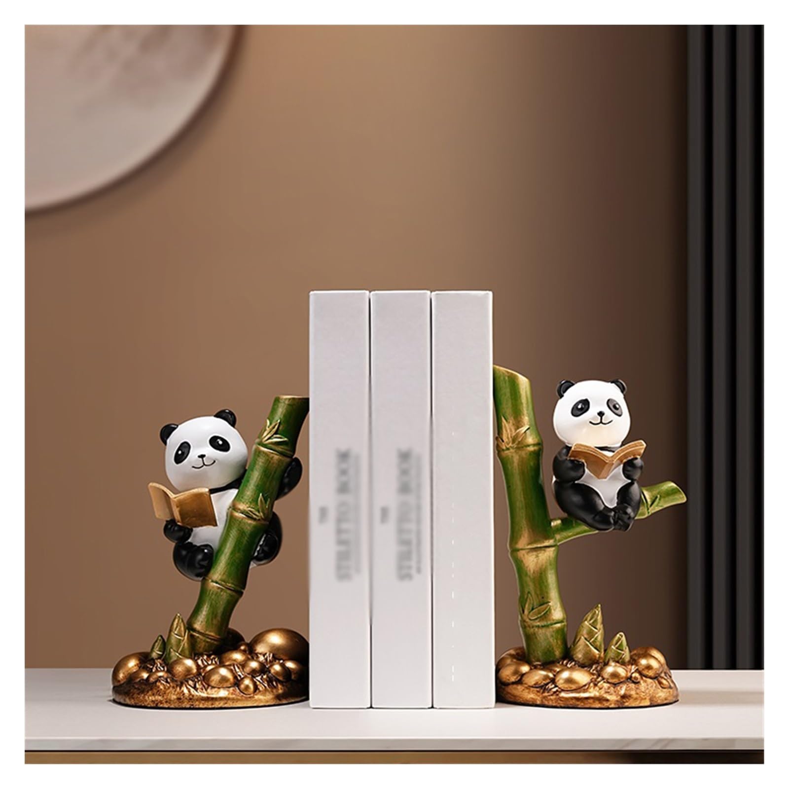 Serre-livres mignons en résine unique en forme de panda pour enfants, statues d'animaux modernes et amusantes pour salon, entrée, bibliothèque, chambre à coucher, décoration de table de bureau