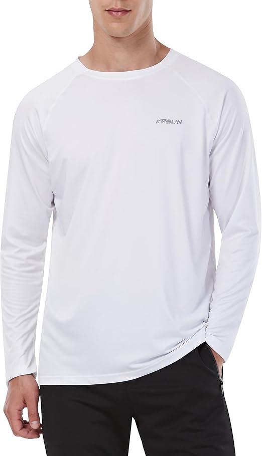 KPSUN Mens UPF 50+ Swim Shirts Long Sleeve Sun Shirts Sun Protection Rash Guard Shirt Running Workout Shirts for Men