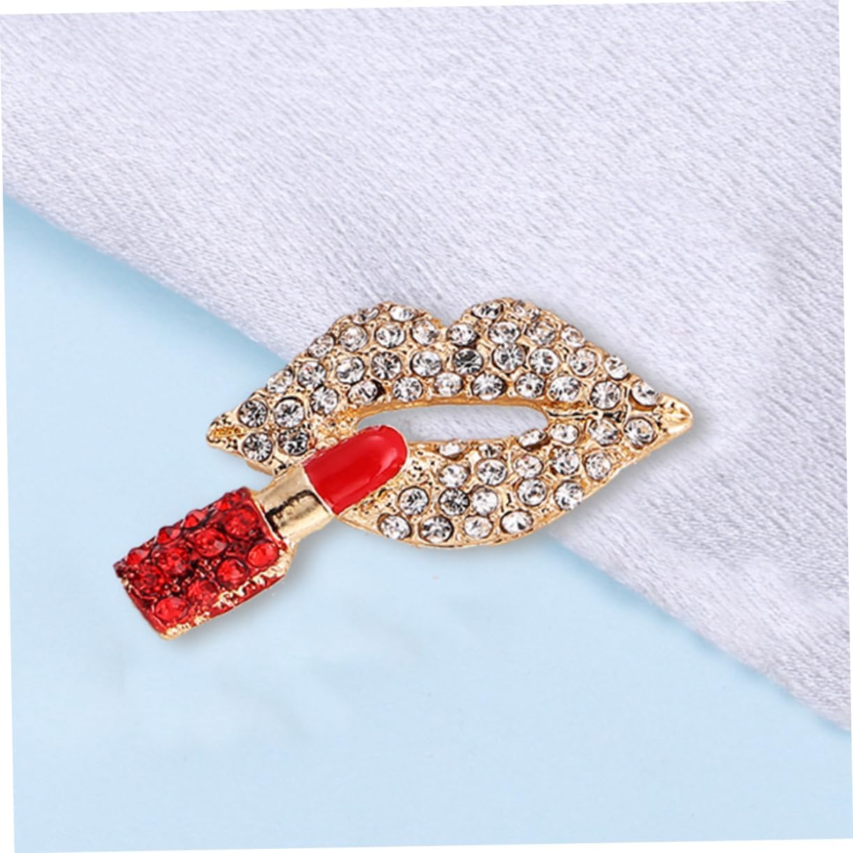 Lips Brooch Scarf Pin Red Brooches for Women Shawl Pin Miss Rhinestones Hot Drill Corsage Women Dress Hats Clothes - Image 3