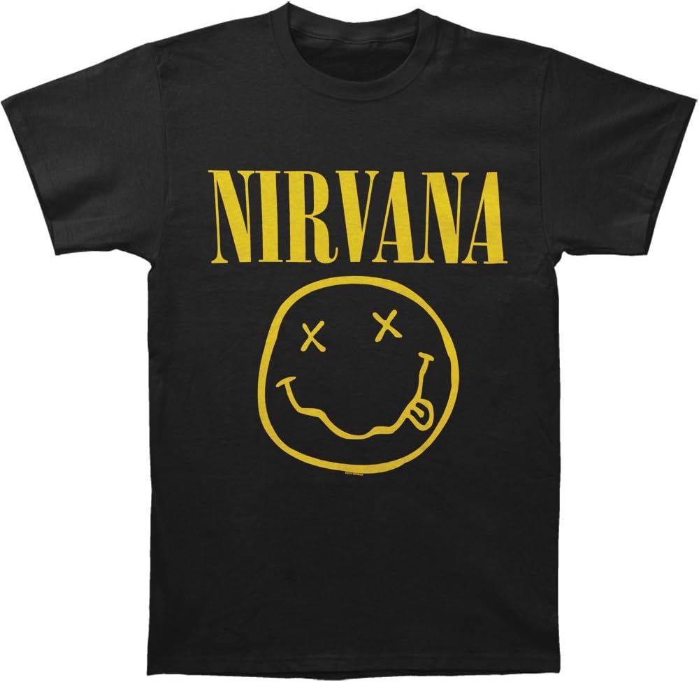 Nirvana Men's Smile One Sided Slim Fit T-Shirt Black