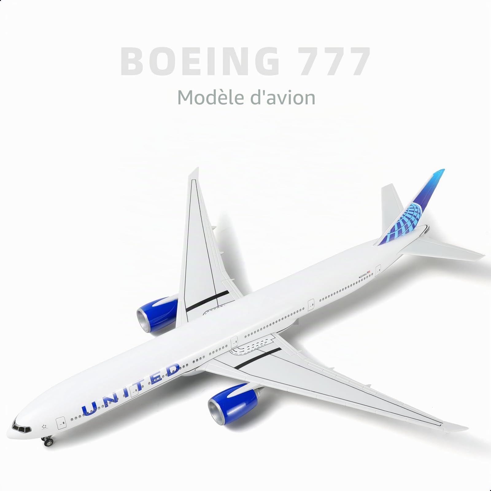 1/150 Boeing777-300er United 18,5 Pouces Large Modèle Kits de modèle d'avion Diecast Airlines Affichage du modèle Airlines Collectible pour Un Cadeau de passionné d'aviation Cadeau