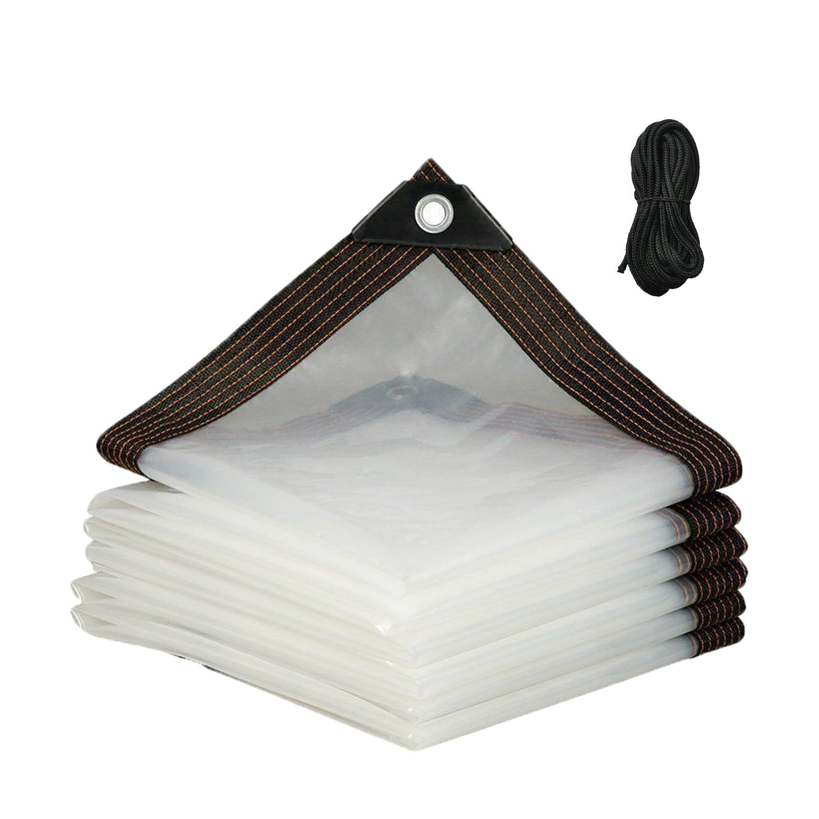GLDYTVF Heavy Duty Clear Waterproof Tarp with Grommets - 5m x 14m Transparent Tarpaulin for Outdoor Garden Patio Greenhouse Rainproof CoverProtection