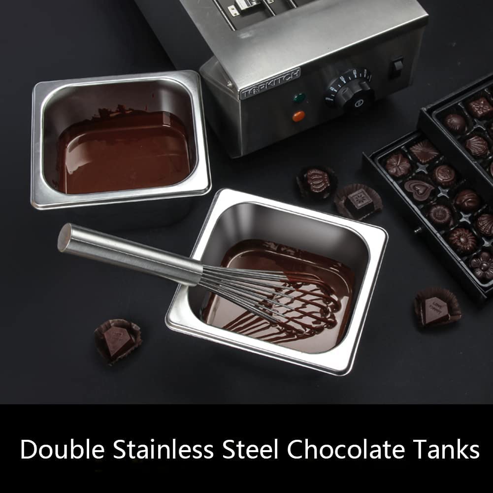 Templadora de Chocolate Comercial de 9 Libras, crisol de Chocolate con Control Digital (30~80 °C), Calentador eléctrico de Alimentos de 600 W para Leche/Crema/Sopa, 2 Tanques.