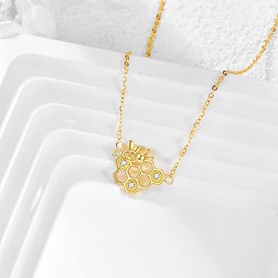 KECHO Pig/Hummingbird/Owl/Wolf/Cat Paw Pendant Necklace,14k Yellow Gold Fine Animal Necklace Jewelry Gifts for Women Gold Chain Length 16+1+1