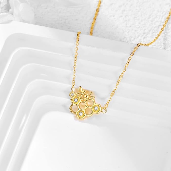 KECHO Pig/Hummingbird/Owl/Wolf/Cat Paw Pendant Necklace,14k Yellow Gold Fine Animal Necklace Jewelry Gifts for Women Gold Chain Length 16+1+1