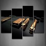 Golden Matériel de guitare semble Noble Wall Art Peinture L'image Imprimer sur toile Musique Photos pour décoration maison Cadeau