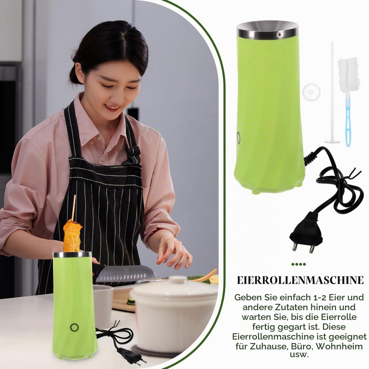 Cabilock Elektrischer Eierrolle Maker Mini Eierrolle Maschine Für 1-7 Eier Mit Antihaftbeschichtung Kompakter Vertikaler Eierkocher Für Küche Und Haushalt