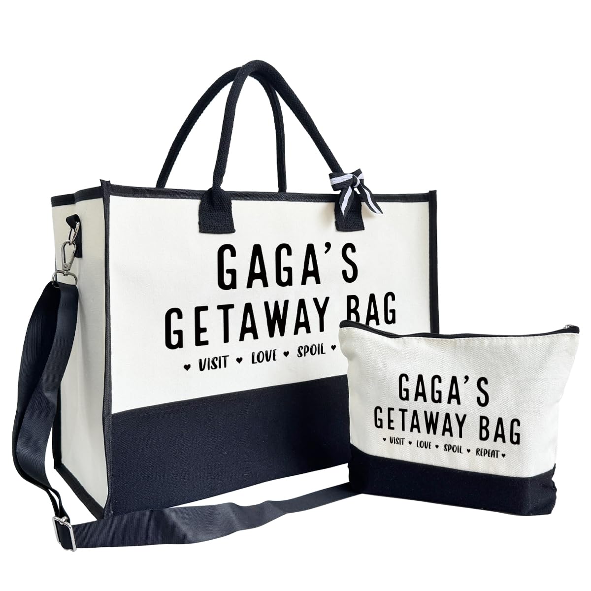 SUSZDOU GAGA Gift, GAGA's Getaway Bag, Canvas Beach Bag, Canvas Tote Bag for Women Picnic Shopping Holiday or Camping Tote, Fun Grandma Gift Idea, Birthday or Mothers Day Present for Grandparents