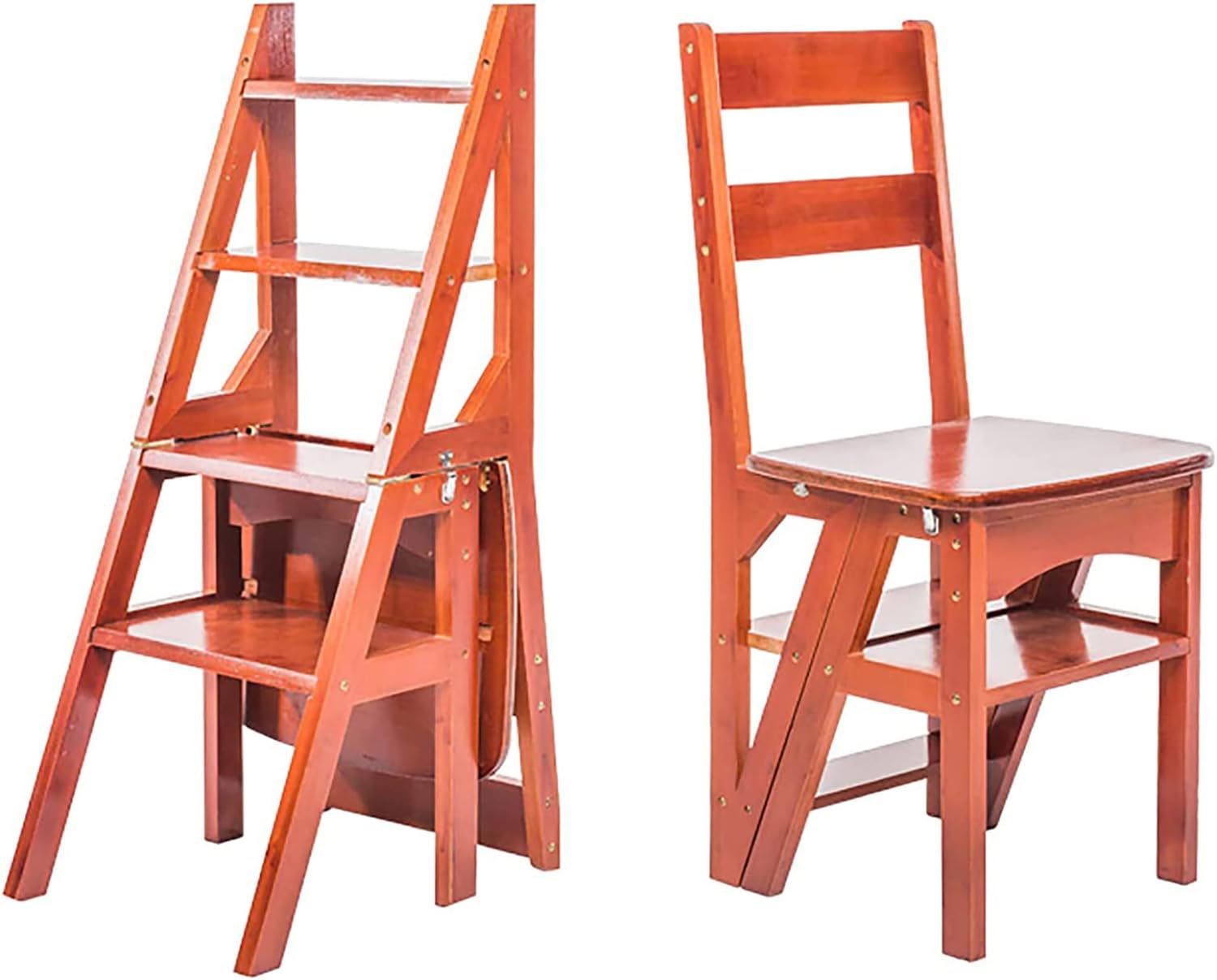 Wooden Folding Library Ladder Chair,Step Ladders,Foldable