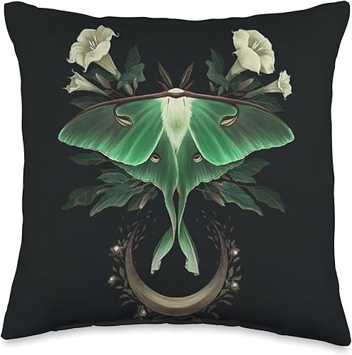 Aesthetic Celestial Luna Moth Moon Butterfly Almohada de tiro 16x16, multicolor