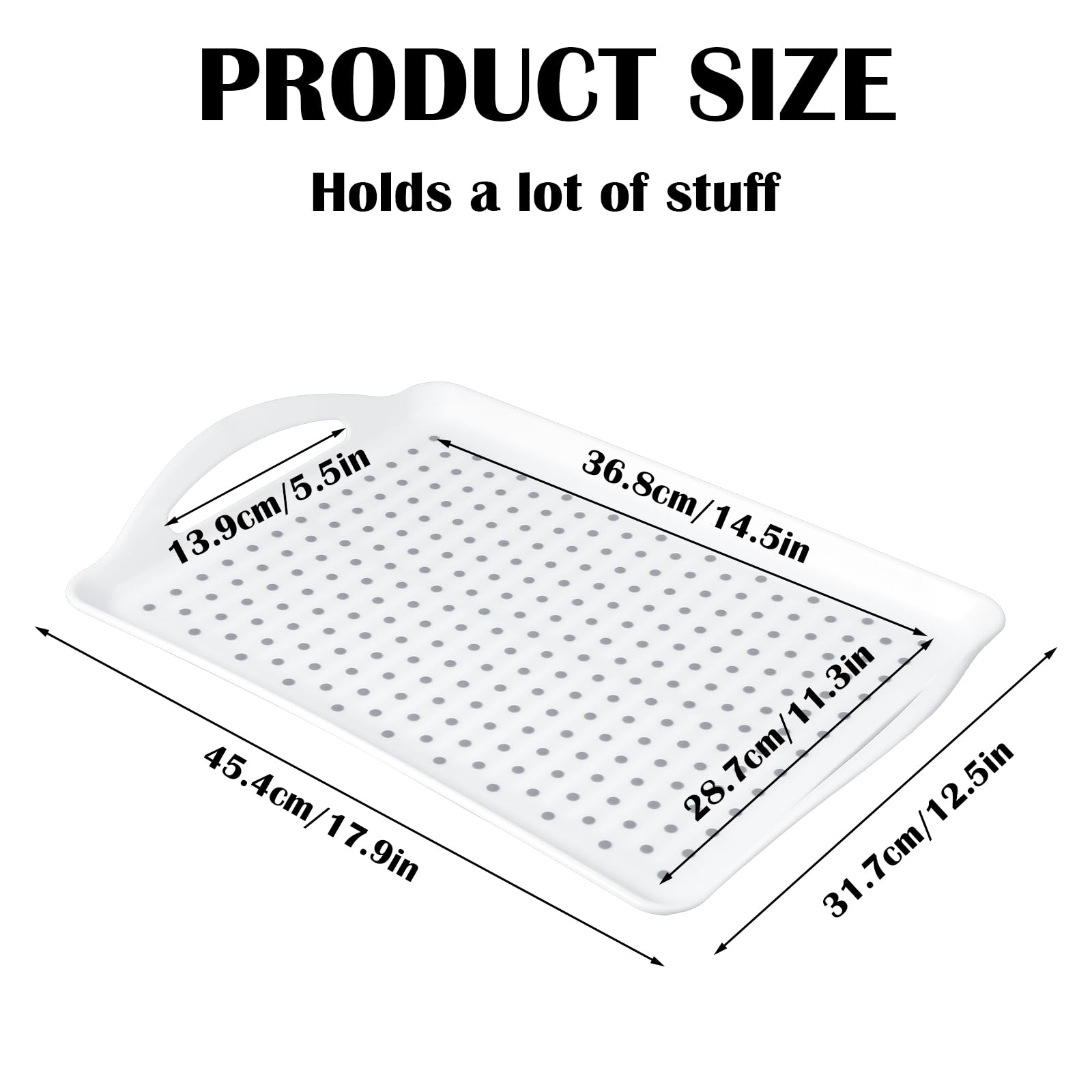 Paquete de 2 bandejas rectangulares grandes antideslizantes para servir, bandeja para servir con asas, bandejas de silicona para comer, bandejas de regazo para cena, aperitivos, frutas, postres,