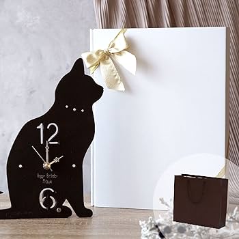 Amazon.co.jp: きざむ 名入れ おすわり 猫の 置き掛け 2WAY 時計