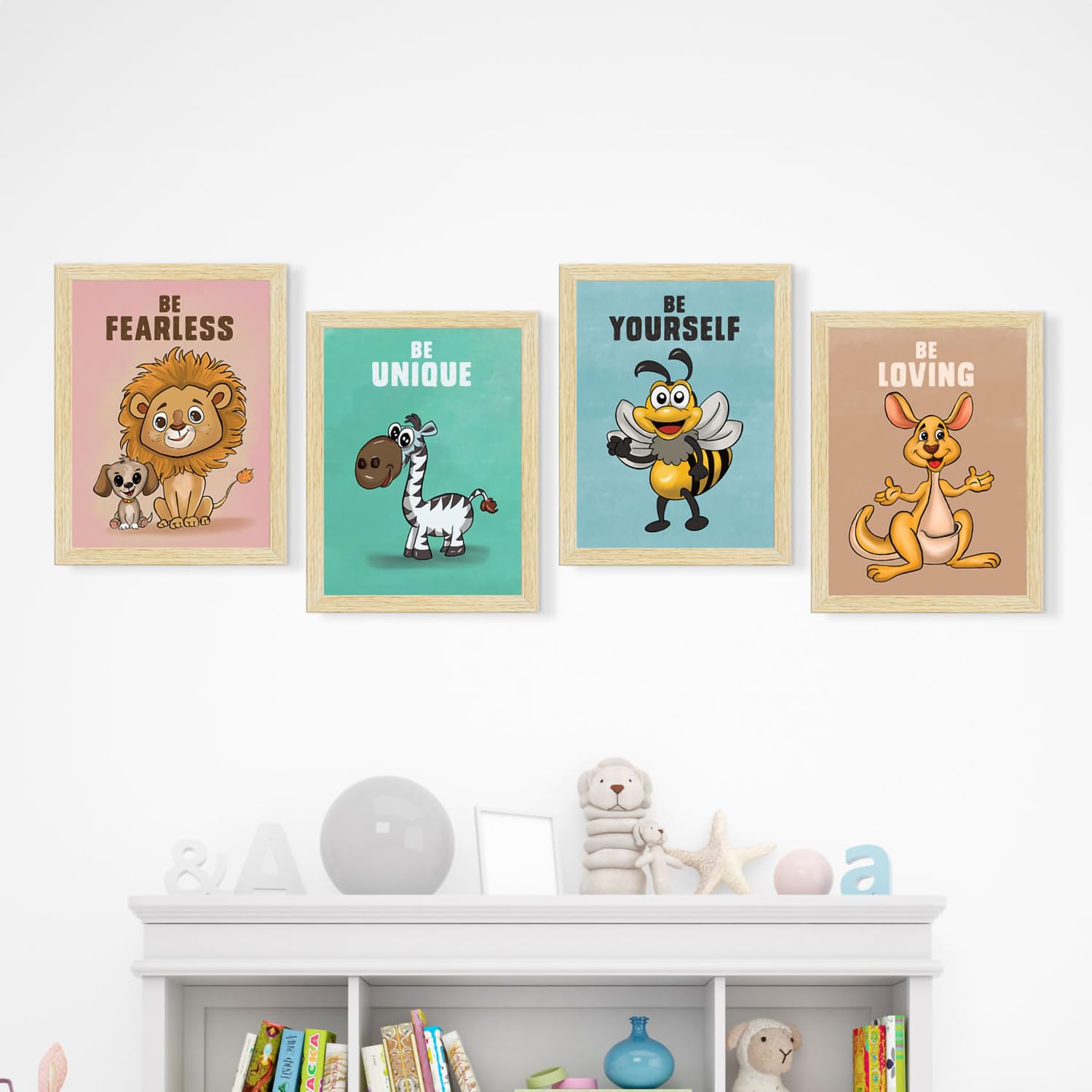 Cute Animal Wall Art - Set of 4 Kids Paintings -13 Cute Animal Wall Art - Set of 4 Kids Paintings -13