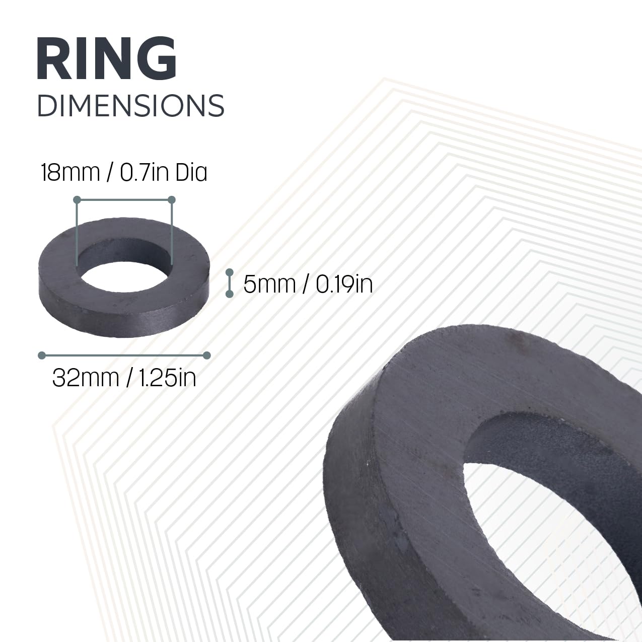 32mm O.D. X 18mm i.d. X30BH Ferrite Magnet di filo Y30BH di spessore x 5,5 mm - tiro da 1 kg (confezione di 4)