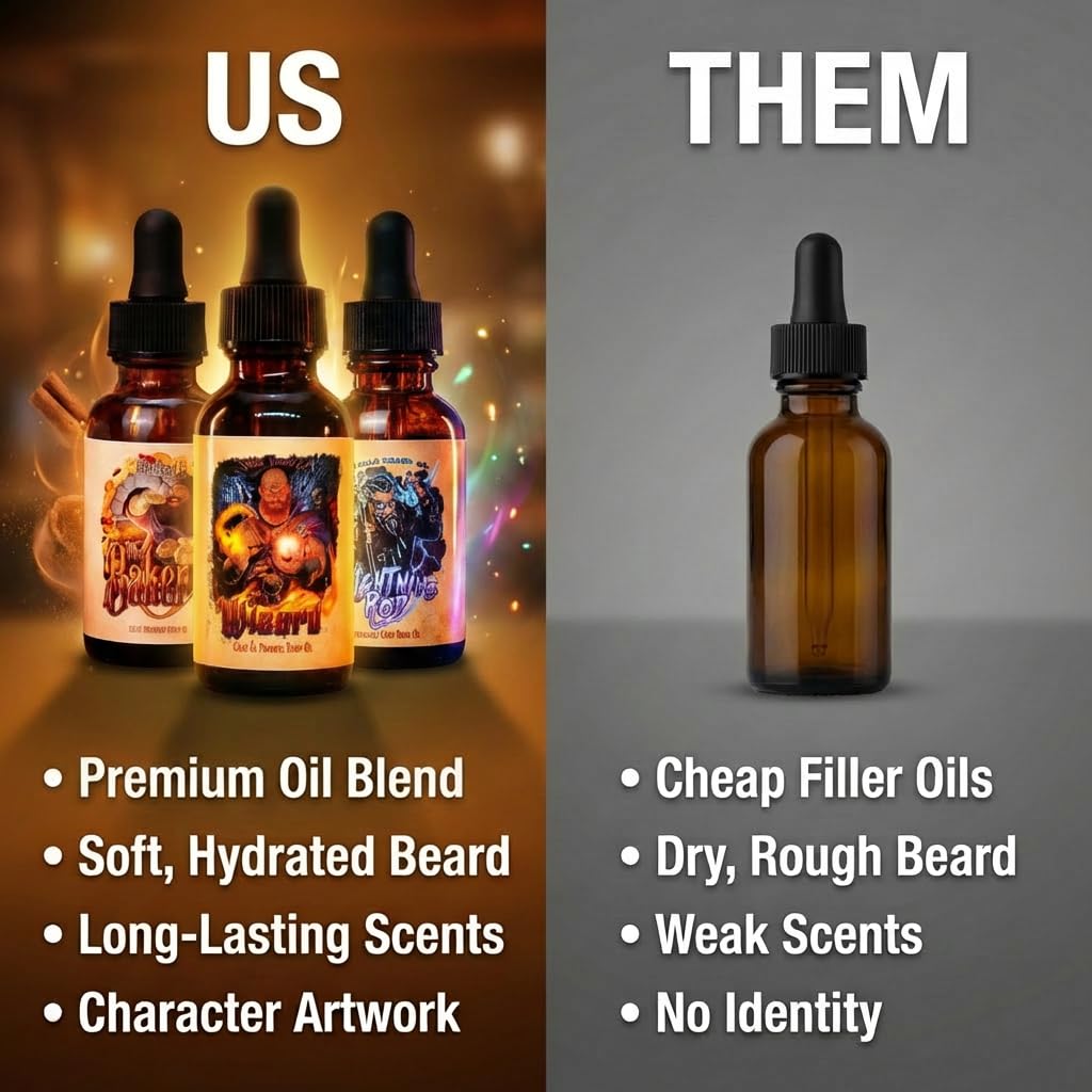 Fable Beard Co. Beard Oil - Arcane Confections Collection, Doughnuts, Buttercream & Fruity Cereal, Natural Beard Oil for Men with Jojoba & Argan Oils, Vitamin E, Beard Softener, Made in USA (3 Fl Oz)