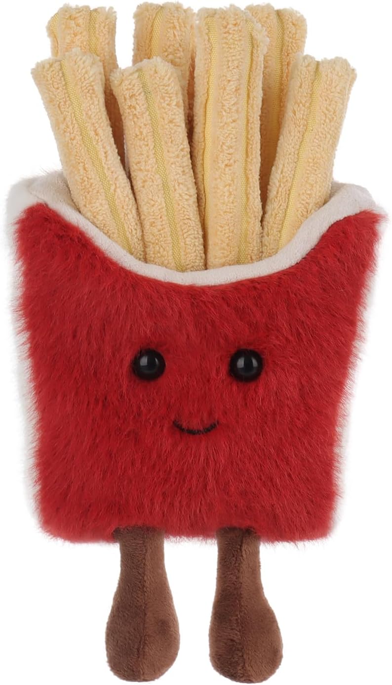 Apricot Lamb French Fries Plush Stuffed Animals for Kids, Soft Cute Plush Toys for Baby Girl and Boy, Fluffy French Fries Red