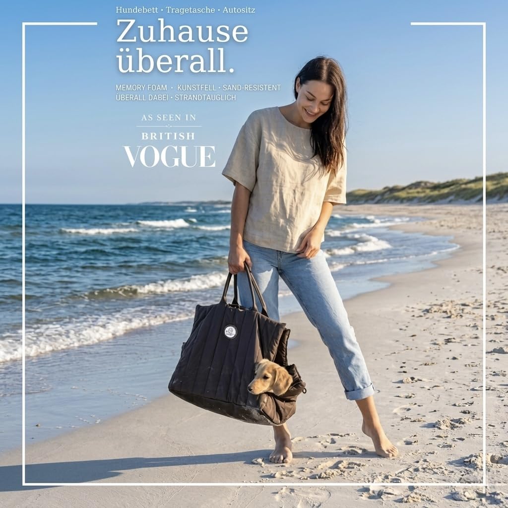 Hundetragetasche Donna 3-in-1 Hundetasche, Autositz & Reisebett in einem Schokobraun- Für kleine Hunde bis 10 kg-Stylisch & komfortabel