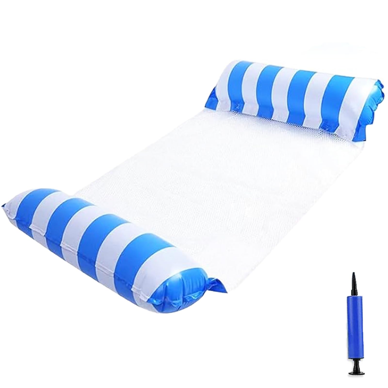Inflatable Pool Hammock, Pool Hammock, Inflatable Pool Chair, Multi-Functional Lounger Pool Floats for Adults, Portable Floating Pool Lounger with Random Color Air Pump for Pool, Lake, Beach