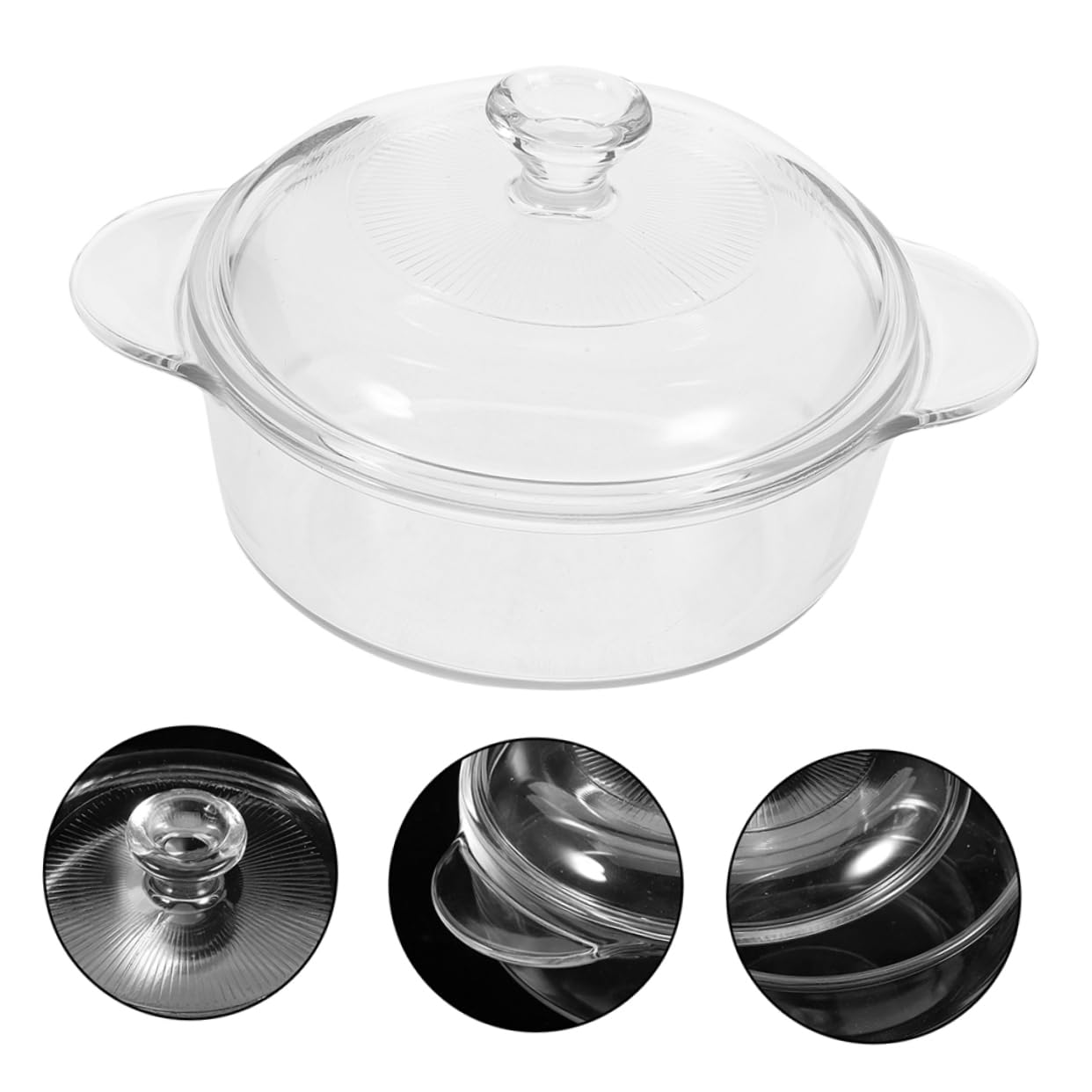 Cuenco de Vidrio Resistente al Calor de 1.7l con Tapa, Fácil de Limpiar y Apilable para Guardar Alimentos y Servir Ensaladas en Casa