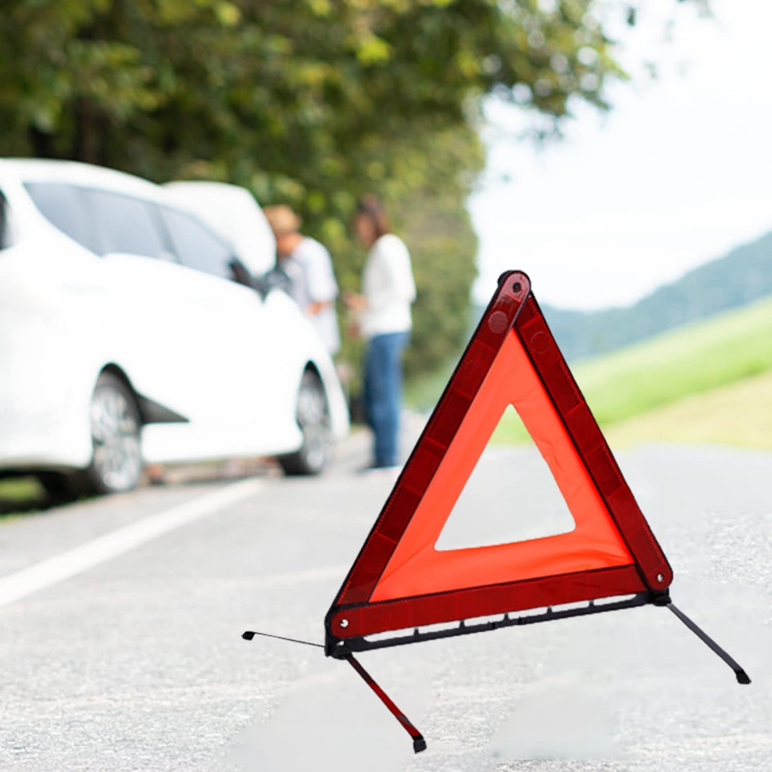 Lot de 2 triangles d'avertissement d'urgence pour voiture et 2 gilets de sécurité réfléchissants, kit d'urgence pliable pour voiture, camion, SUV